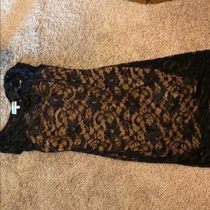 Black lace dress w/ nude lining